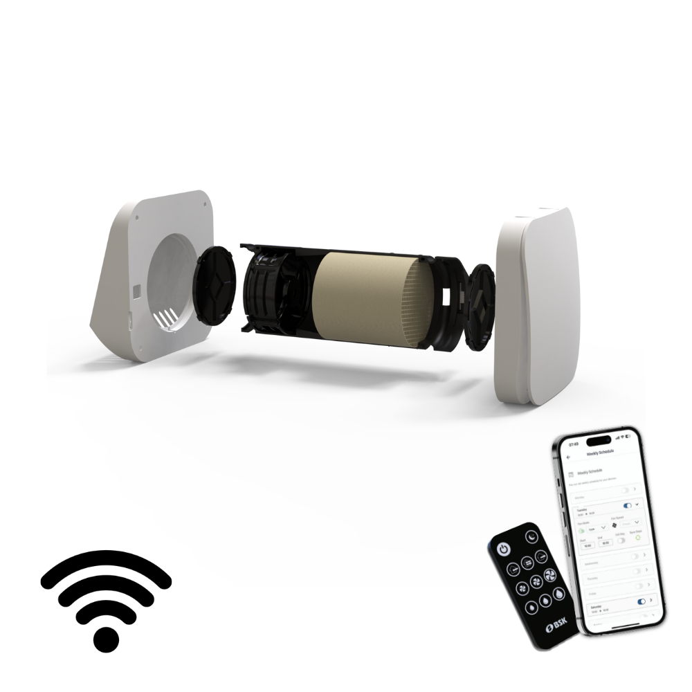 Väggmonterad mini rekuperator BSK Zephyr Mini